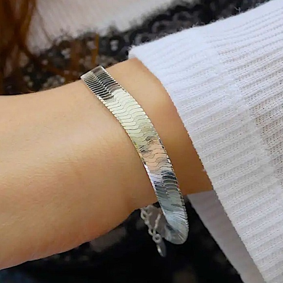 Sterling Silver Herringbone Bracelet - Picture 1 of 6